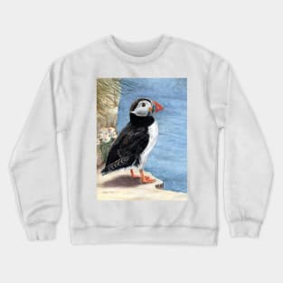 Puffin on cliff edge Crewneck Sweatshirt